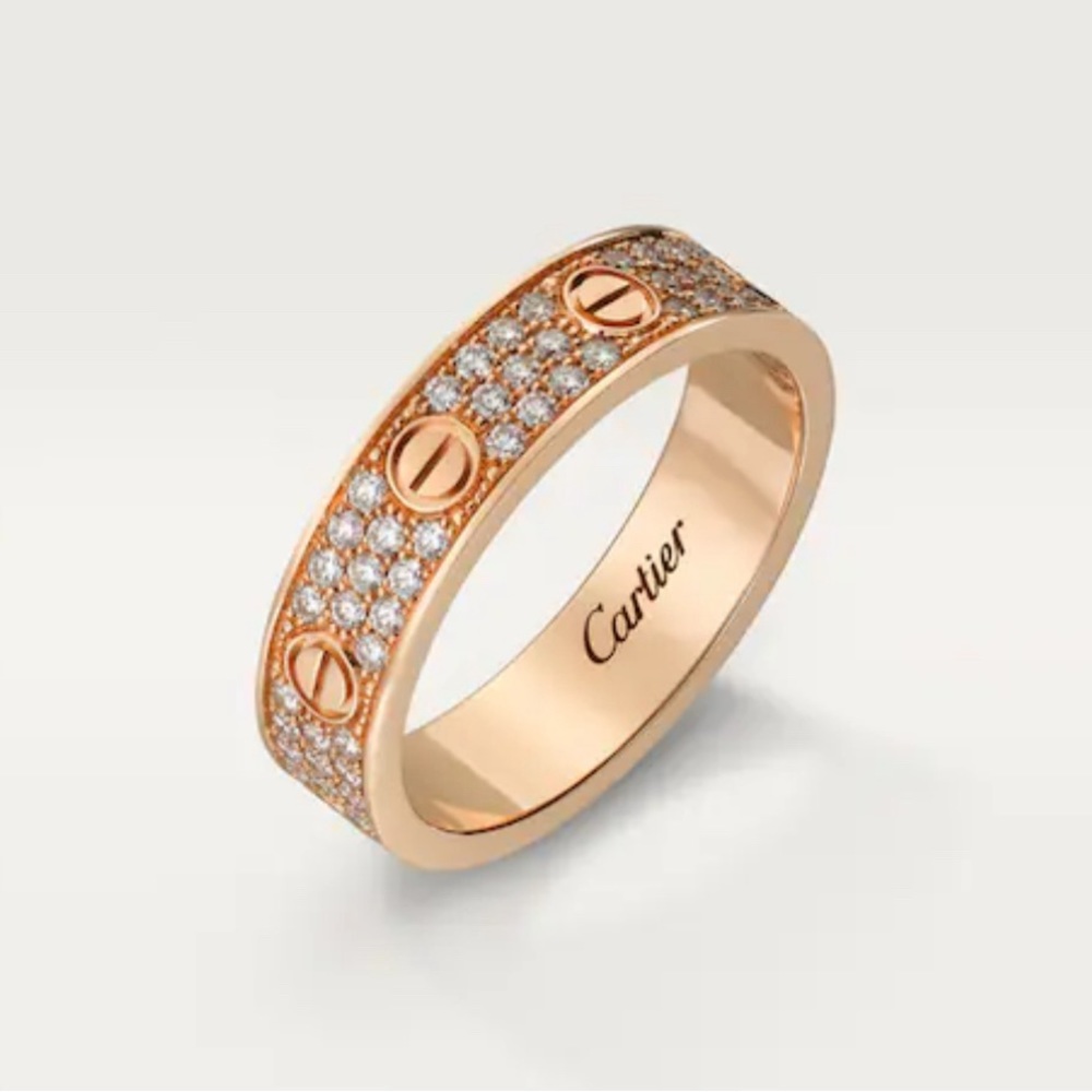 Cartier Love Diamond Pave Band in 18k Rose Gold 0.31 CTW